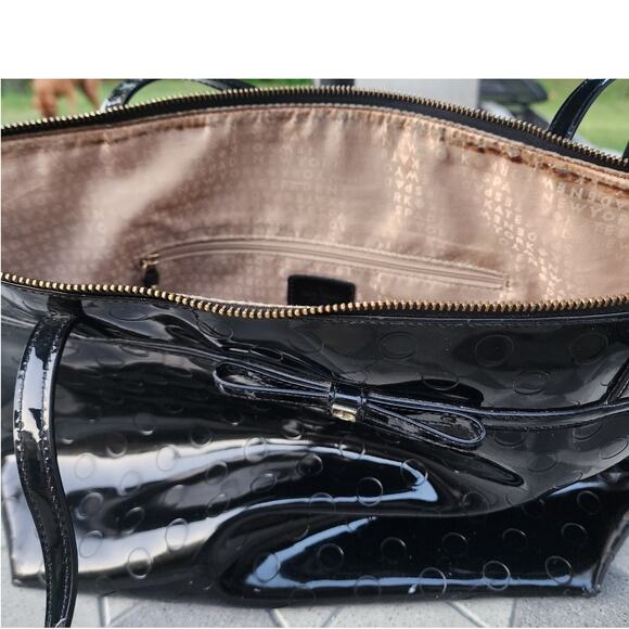 Kate Spade Sophie Camellia Street Tote Bag Patent Leather Polka Dot Bow - Picture 7 of 16